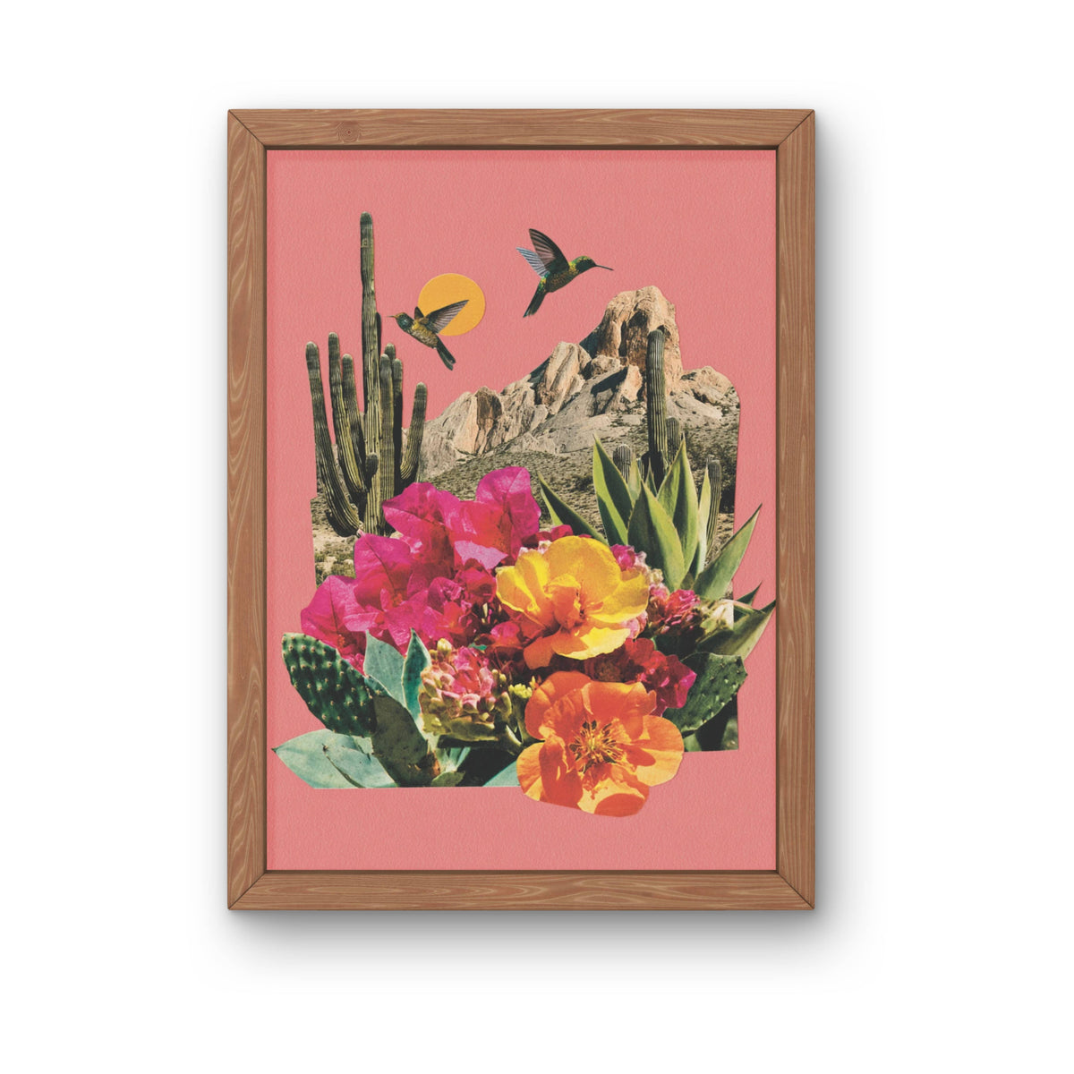 Desert Collage Art Print, Hummingbird Art (UNFRAMED)