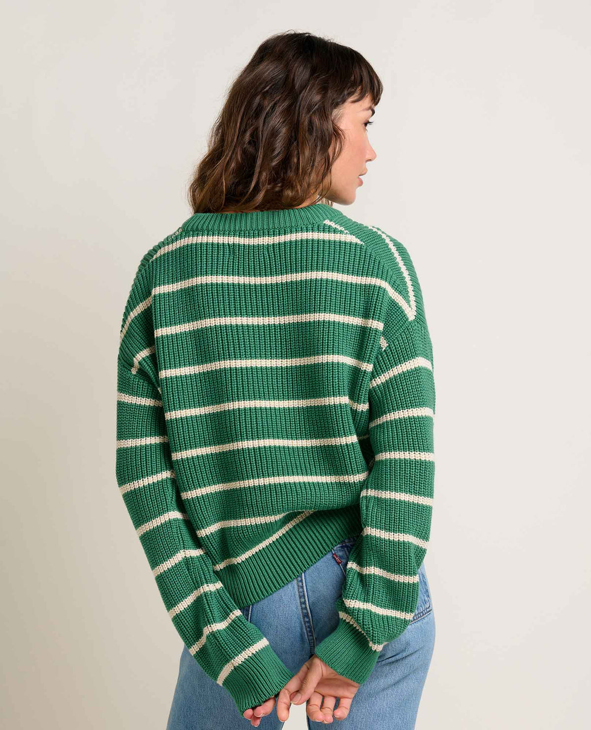 Bianca Shaker Crew Sweater - Palm Stripe