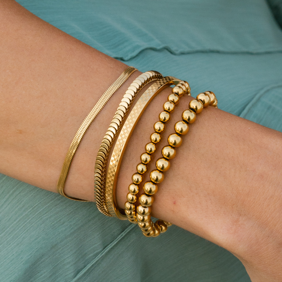 Chess Waterproof Gold Bangle Bracelet