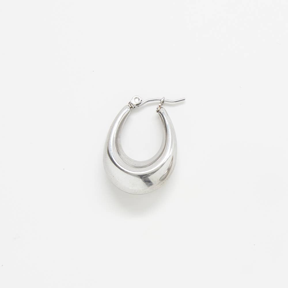 Silver Oval Hoop Earrings - Fall Jewelry