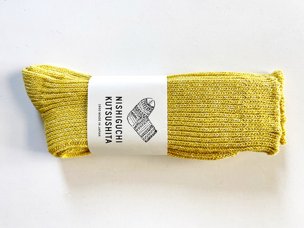 Hemp / Cotton Ribbed Socks (Vintage Yellow)