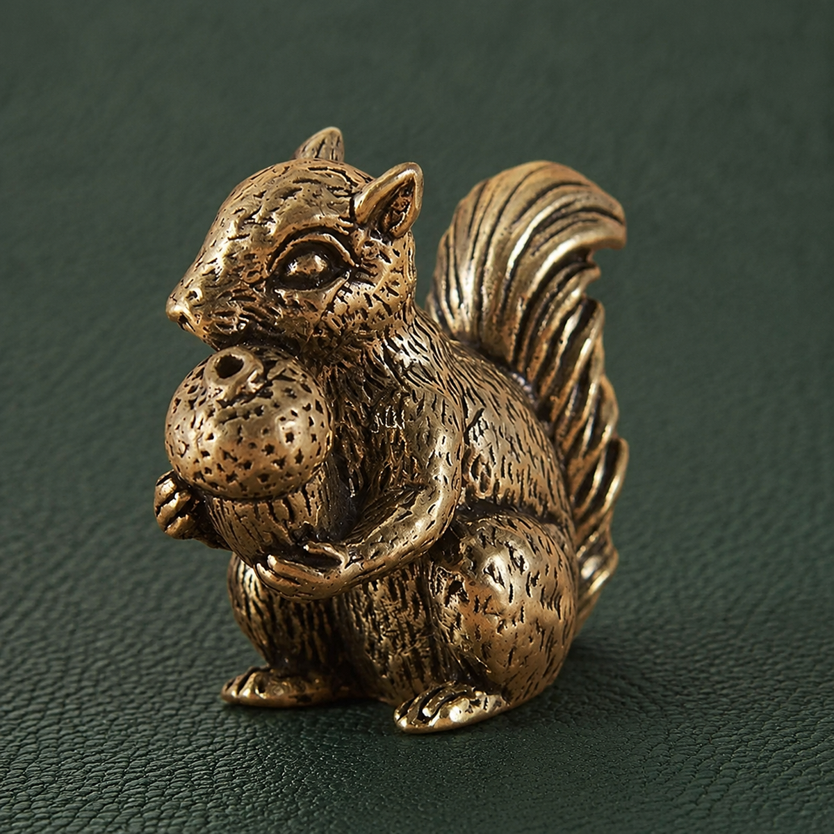 Solid Brass Squirrel with Chestnut Figurine Ornament: A1