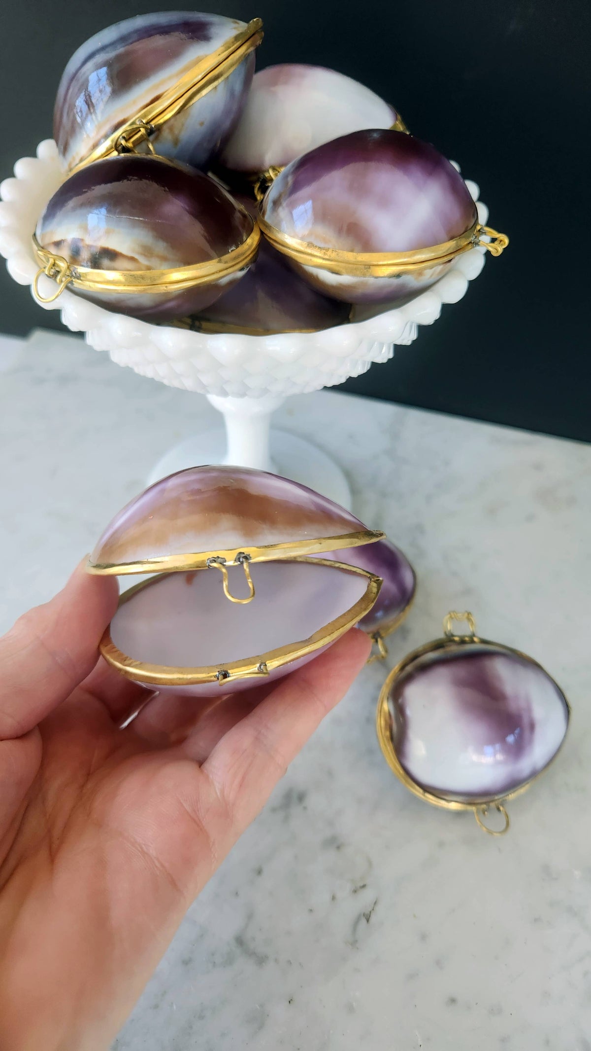 Purple Cowrie Trinket Pill Box, Coin Purse