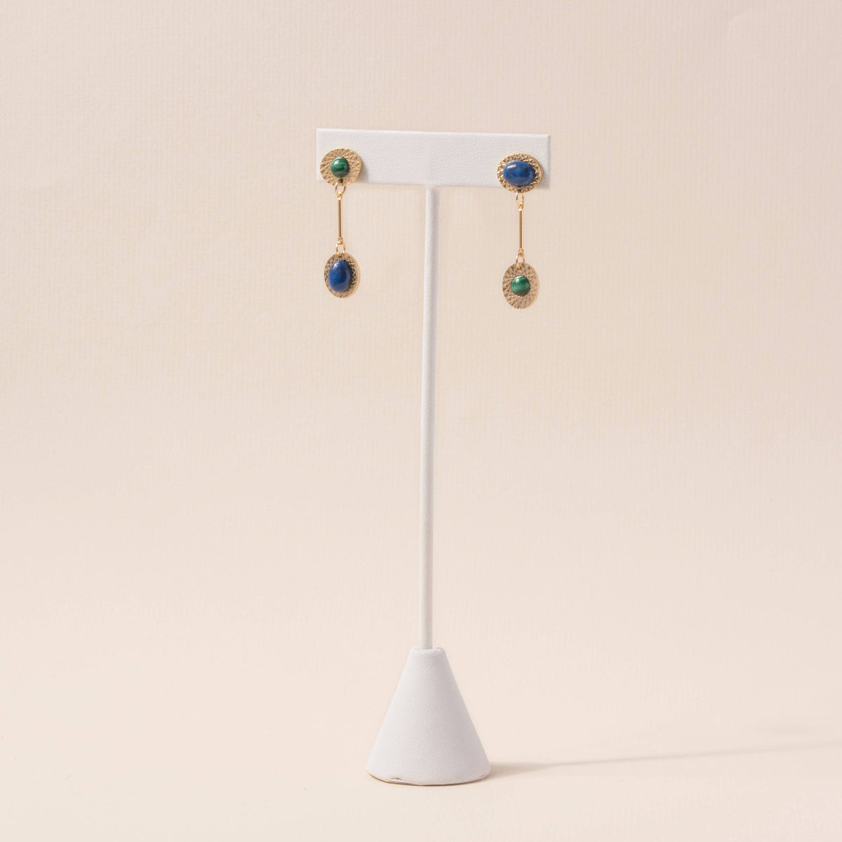 Malachite + Lapis Vintage Starburst Drop Earrings