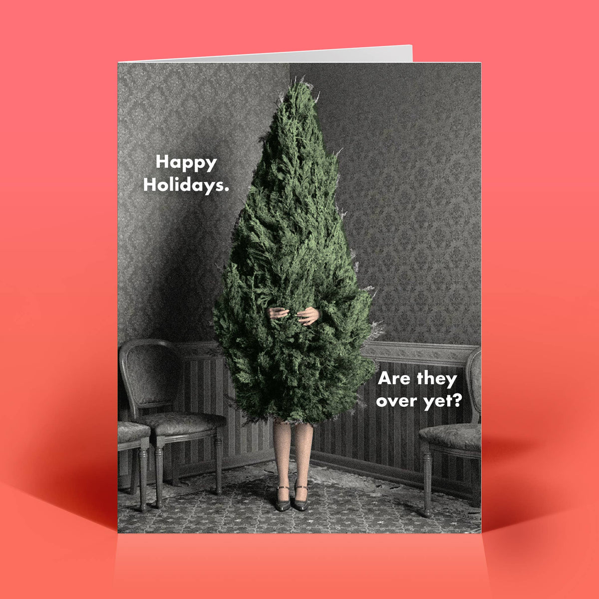Funny Christmas Card – OVER YET?– Vintage Quirky Humor