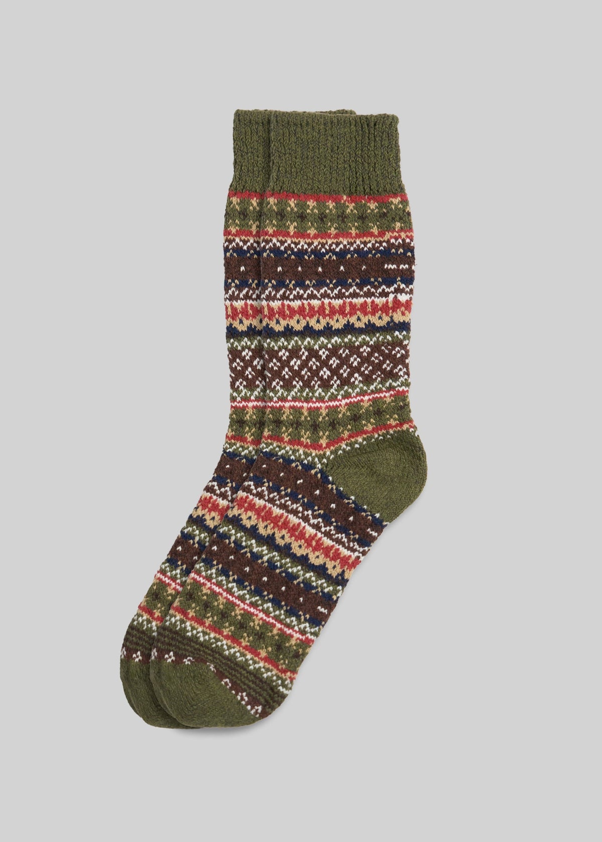 Cotton Fair Isle Sock: Navy (L)