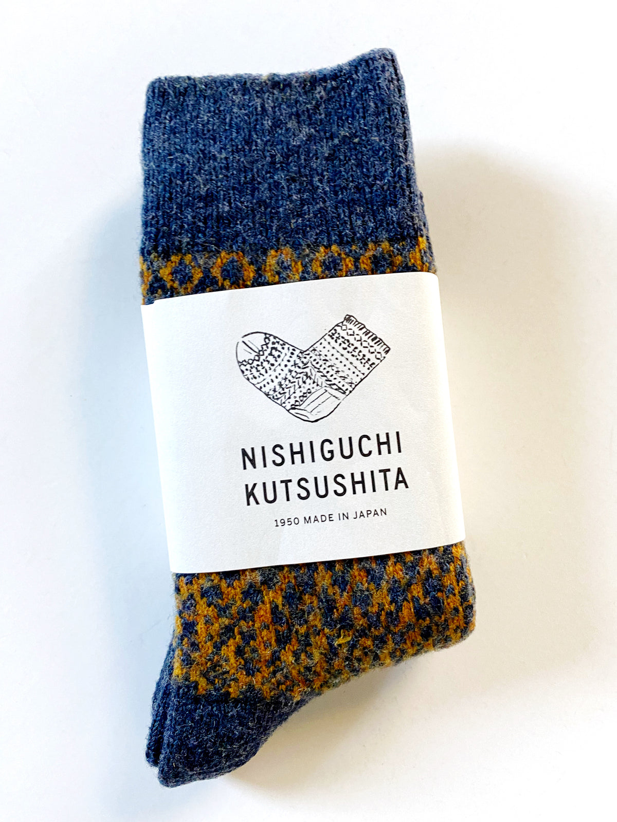 Wool Jacquard Socks Navy