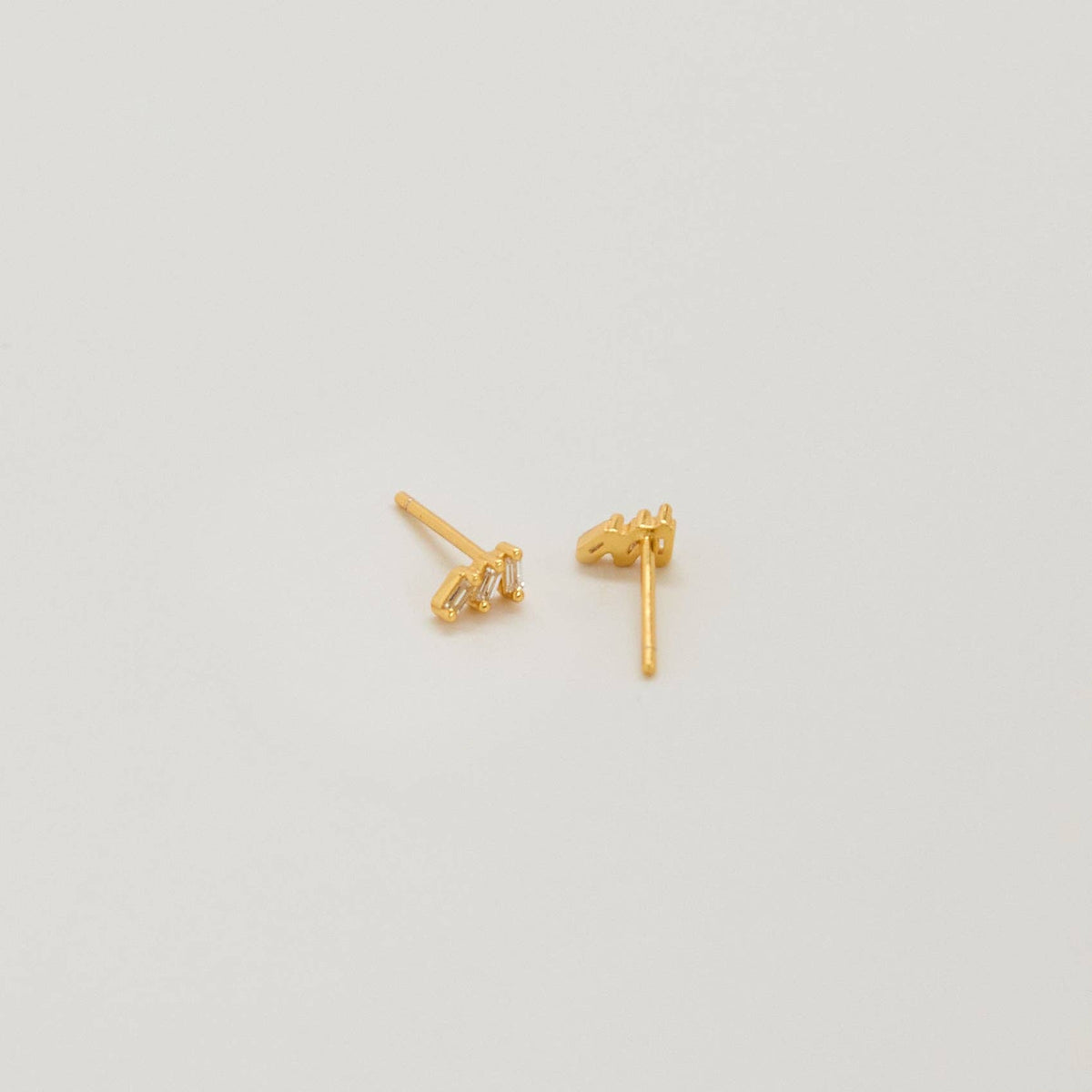 White Triple Baguette Gold Vermeil STUD SINGLE