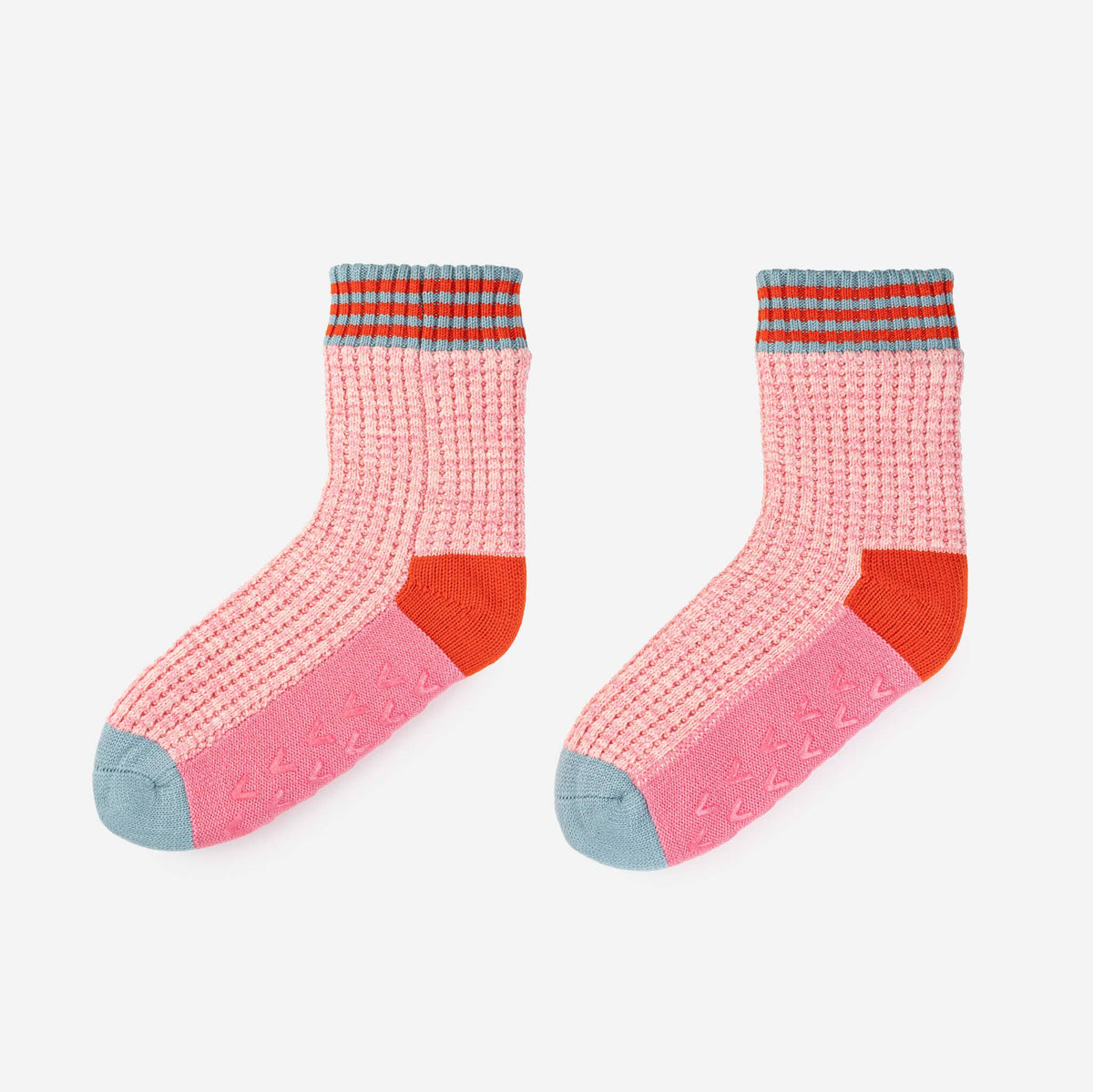 Varsity Knit House Socks: Pink (S/M)