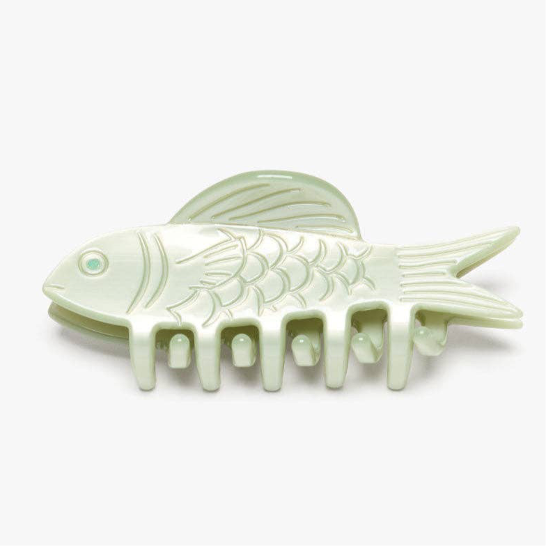 Jade Green Fish Mini Acetate Hair Claw Clip Opal Rhinestones