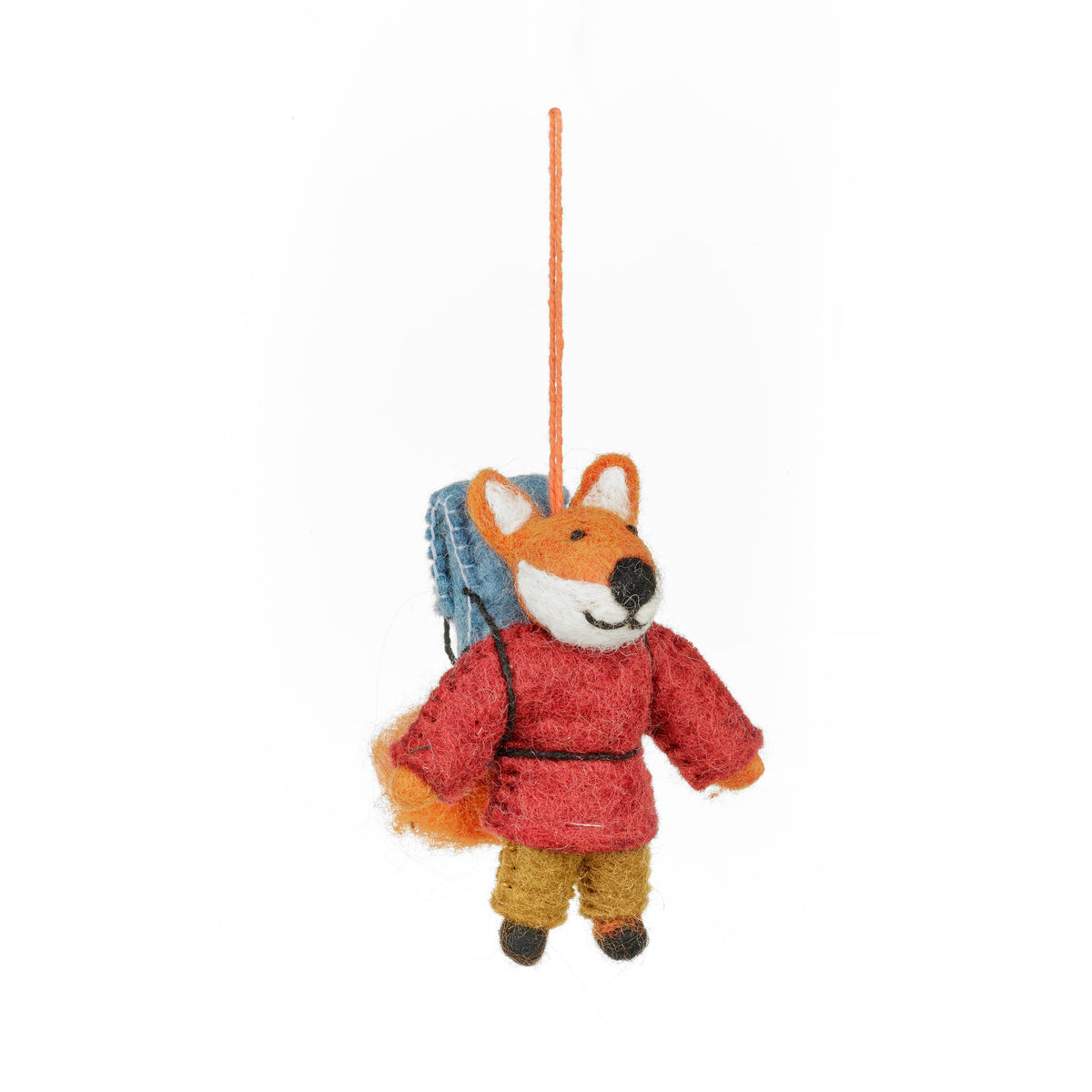 Handmade Felt Hiking Fox Ornament