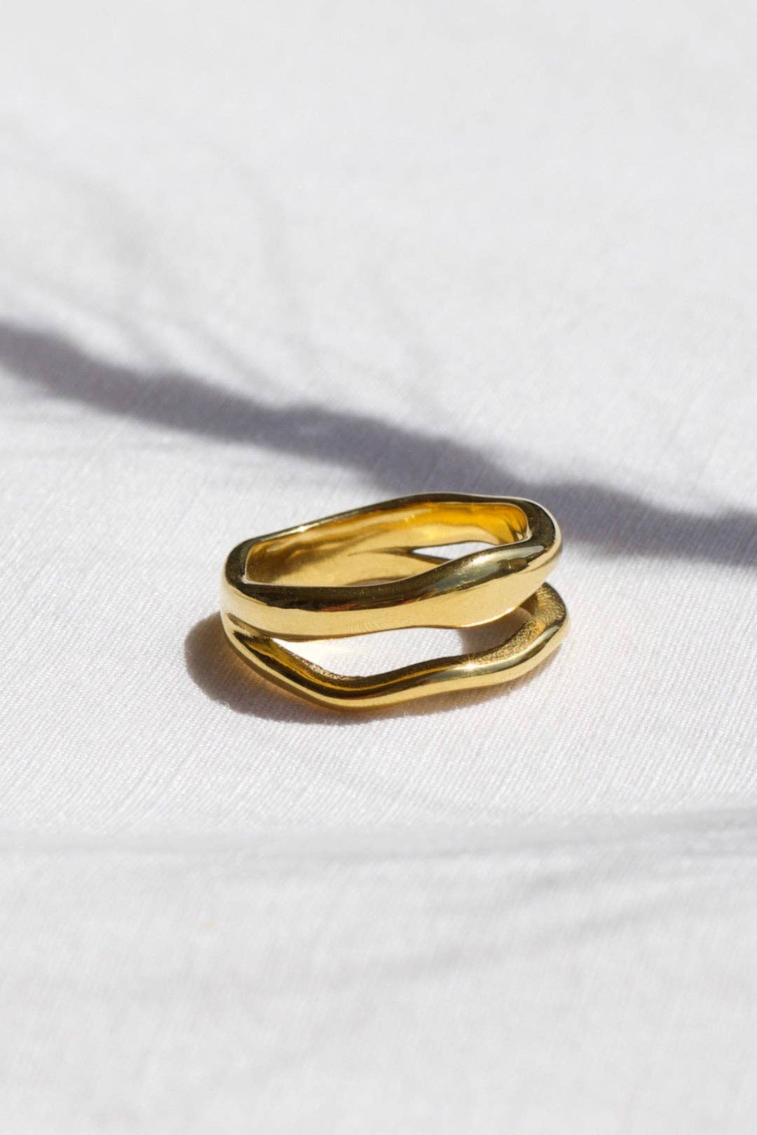 Shantina - Double Layer Wave Gold Stacking Ring