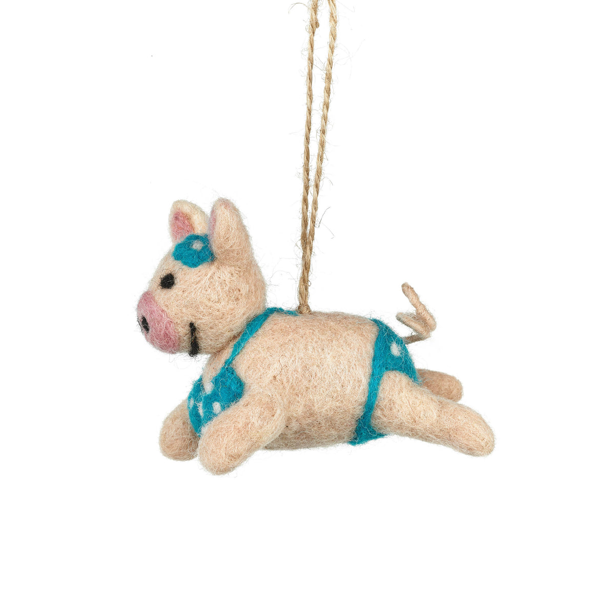 Handmade Felt Babe Beach Piggy Sealife Ornament