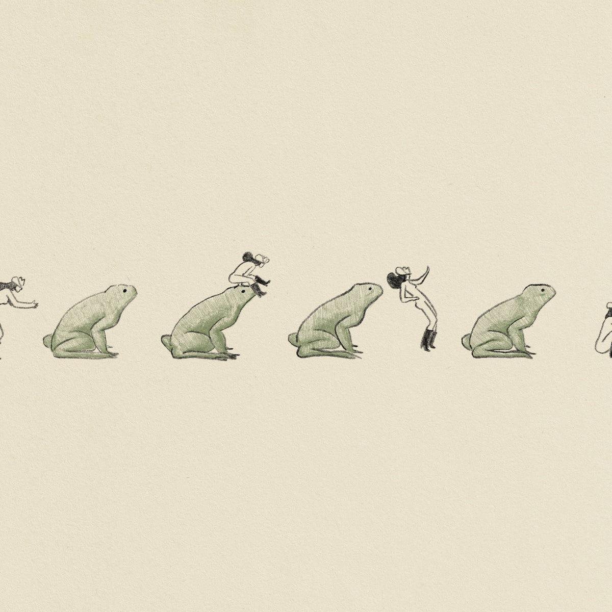 Leap Frog – Vintage Cowgirl & Nature Giclée Art Print: Medium