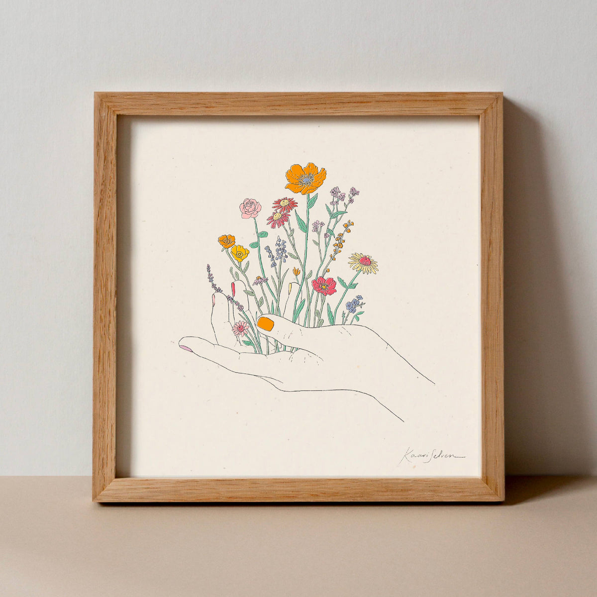 Wildflowers in Hand Art Print: 12" x 12"