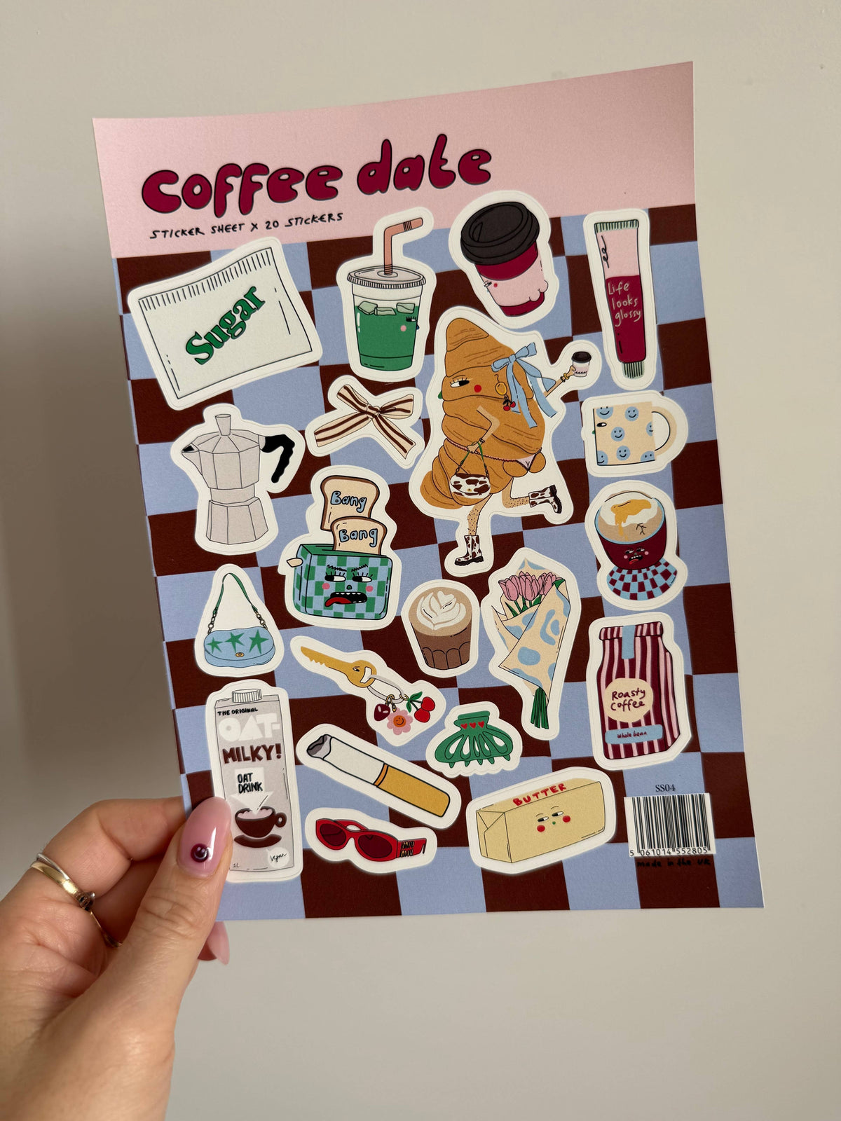 A5 sticker sheet junk journal, coffee dates design
