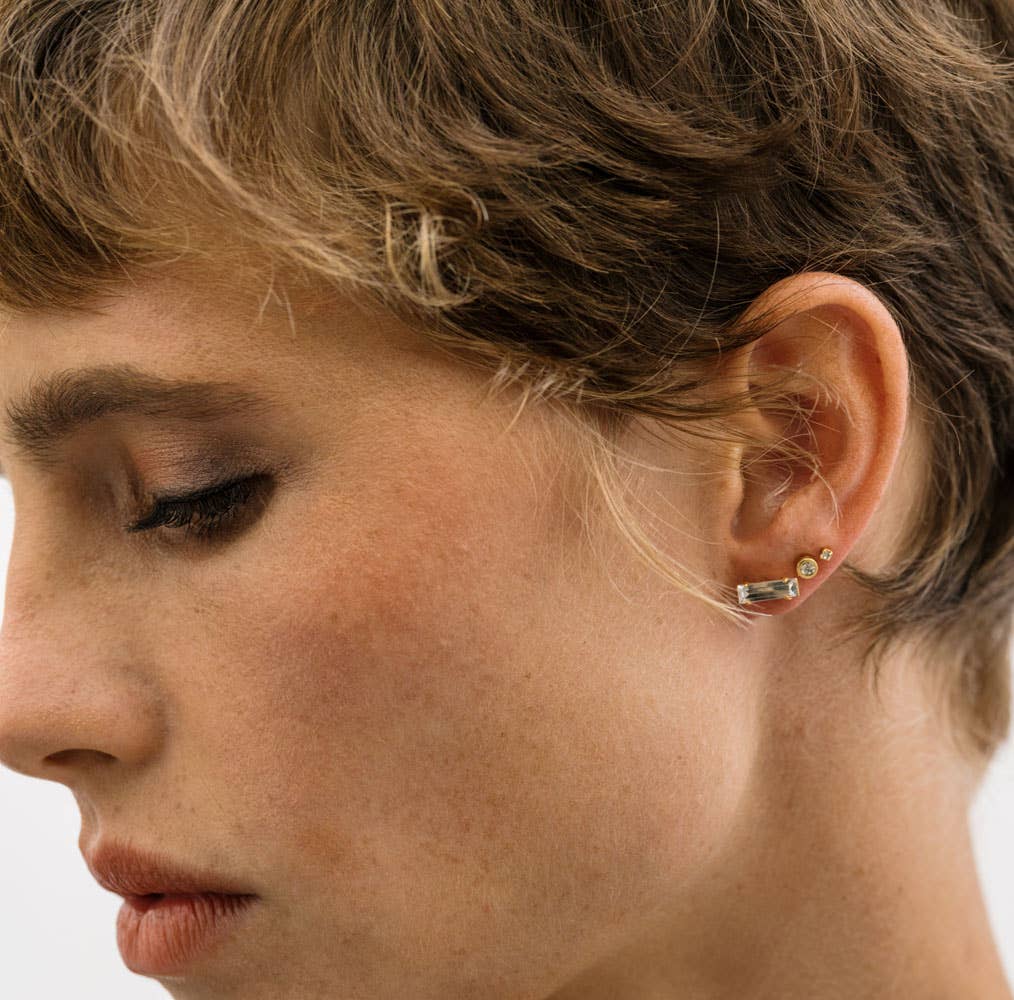 Baguette Stud Earring: Clear Crystal SINGLE