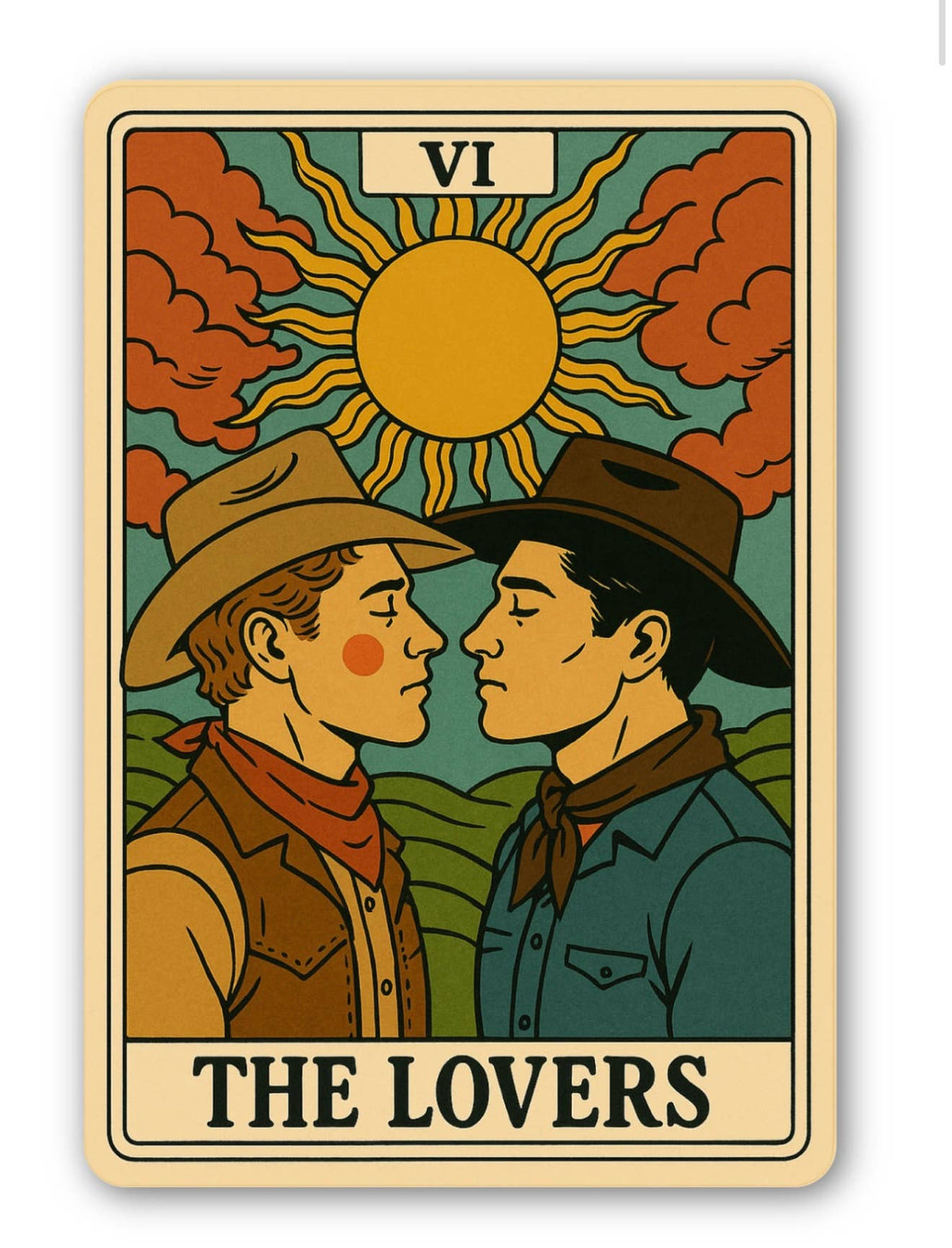 The Lovers Tarot Sticker (2) – Cowboy Edition