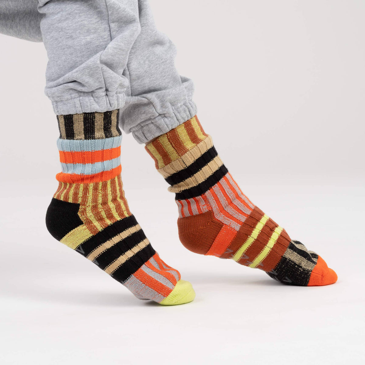 Patchwork Stripe House Socks: Sport (L/XL)