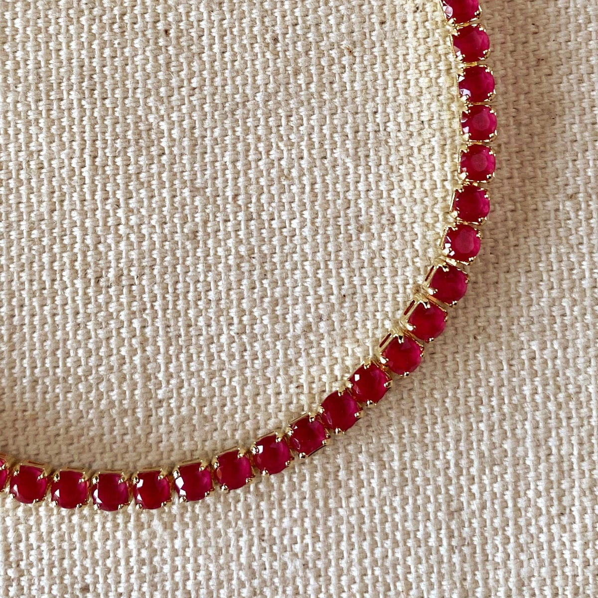 18k Gold Filled 3mm Fuchsia Bracelet