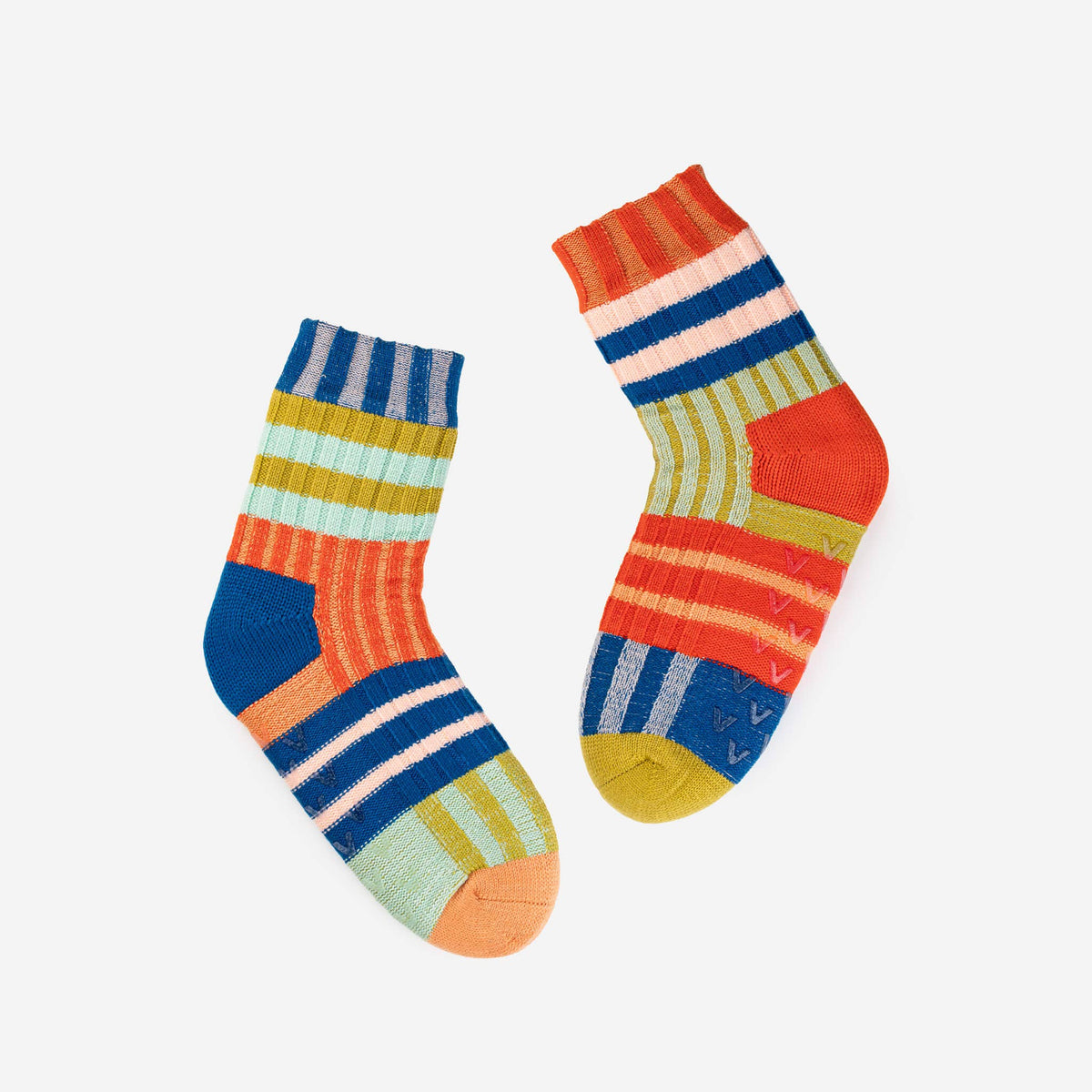 Patchwork Stripe House Socks: Rainbow (L/XL)