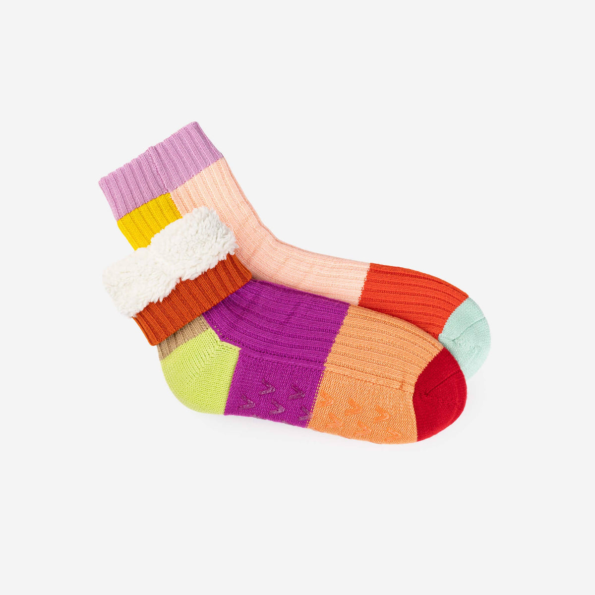 Mismatch House Socks: Pink (S/M)