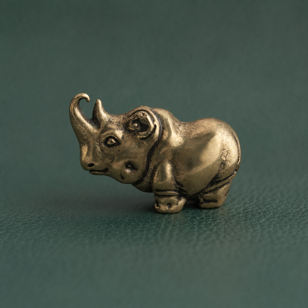 Solid Brass Rhinoceros Miniature Sculpture Ornament: A1