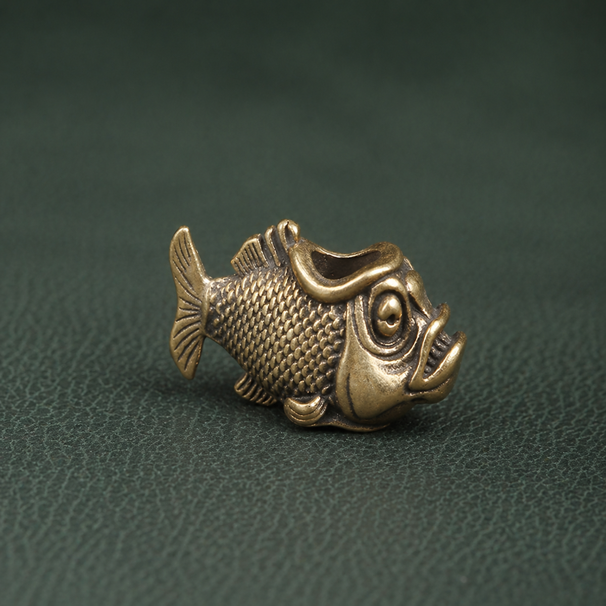 Antique Brass Piranha Fish Figurine Keychain Charm: A1
