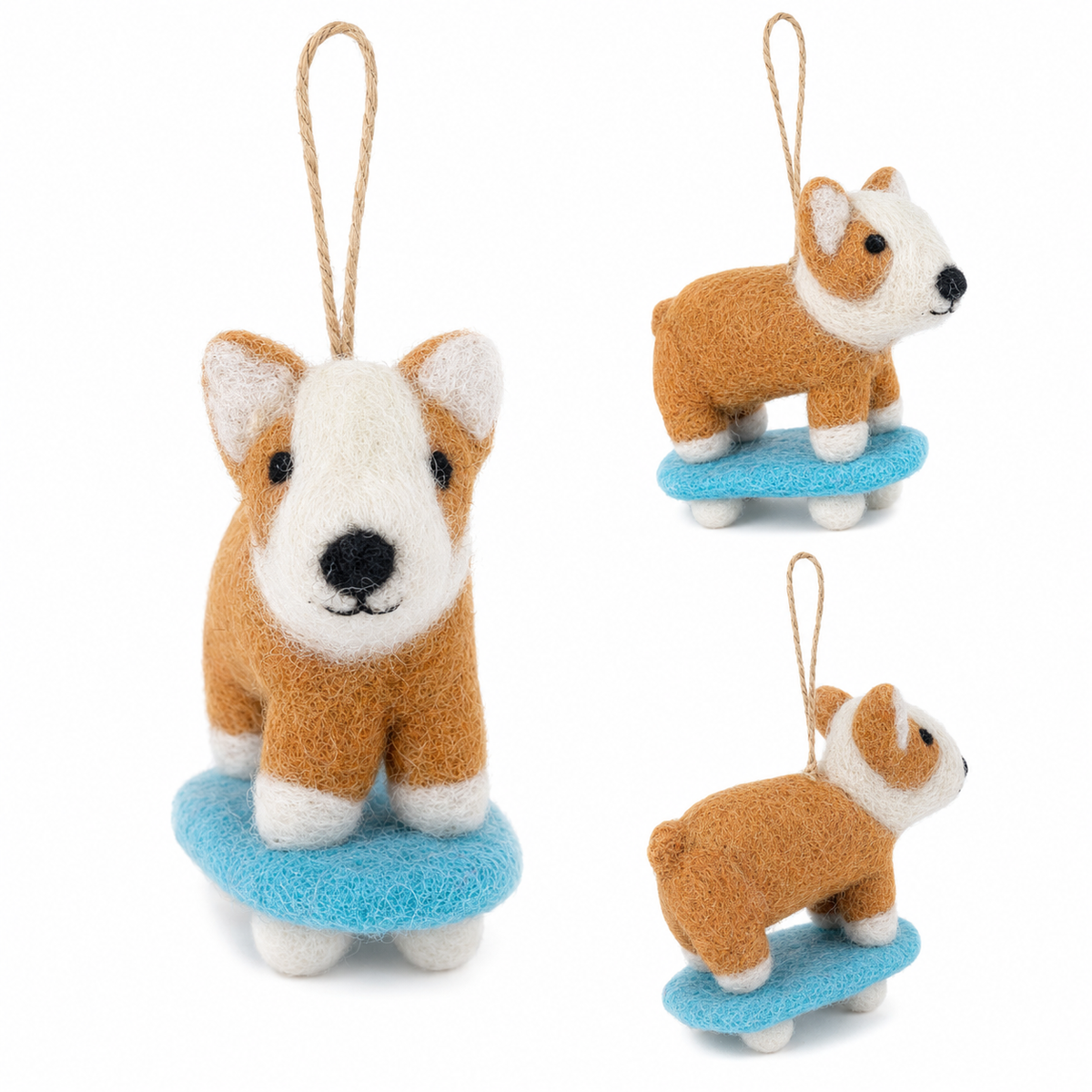 Corgi on a Skateboard Ornament
