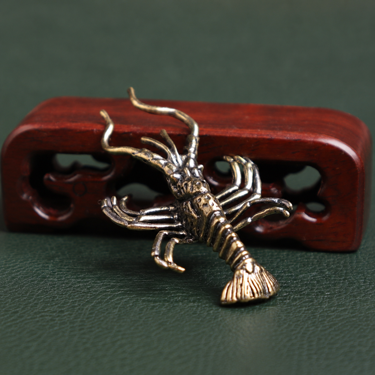 Solid Brass Crawfish Figurine Tabletop Ornament: A1
