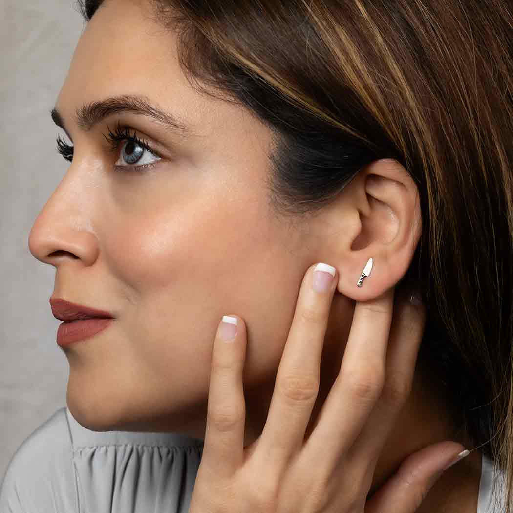 Bronze Kitchen Knife Post Earrings SINGLE - 13x3mm