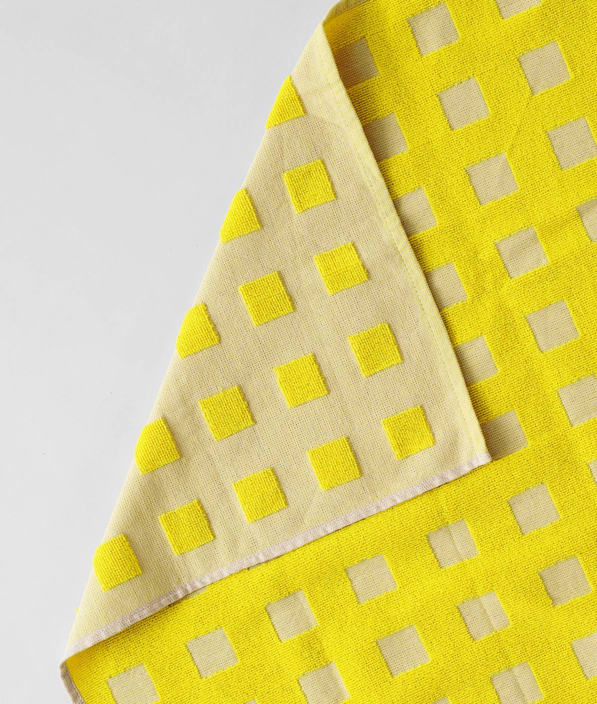 'Squares Oat/Yellow' Cotton Tea Towel