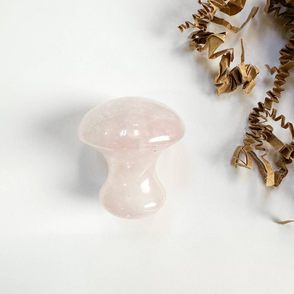Natural Stone Mushroom Gua Sha: Rose Quartz