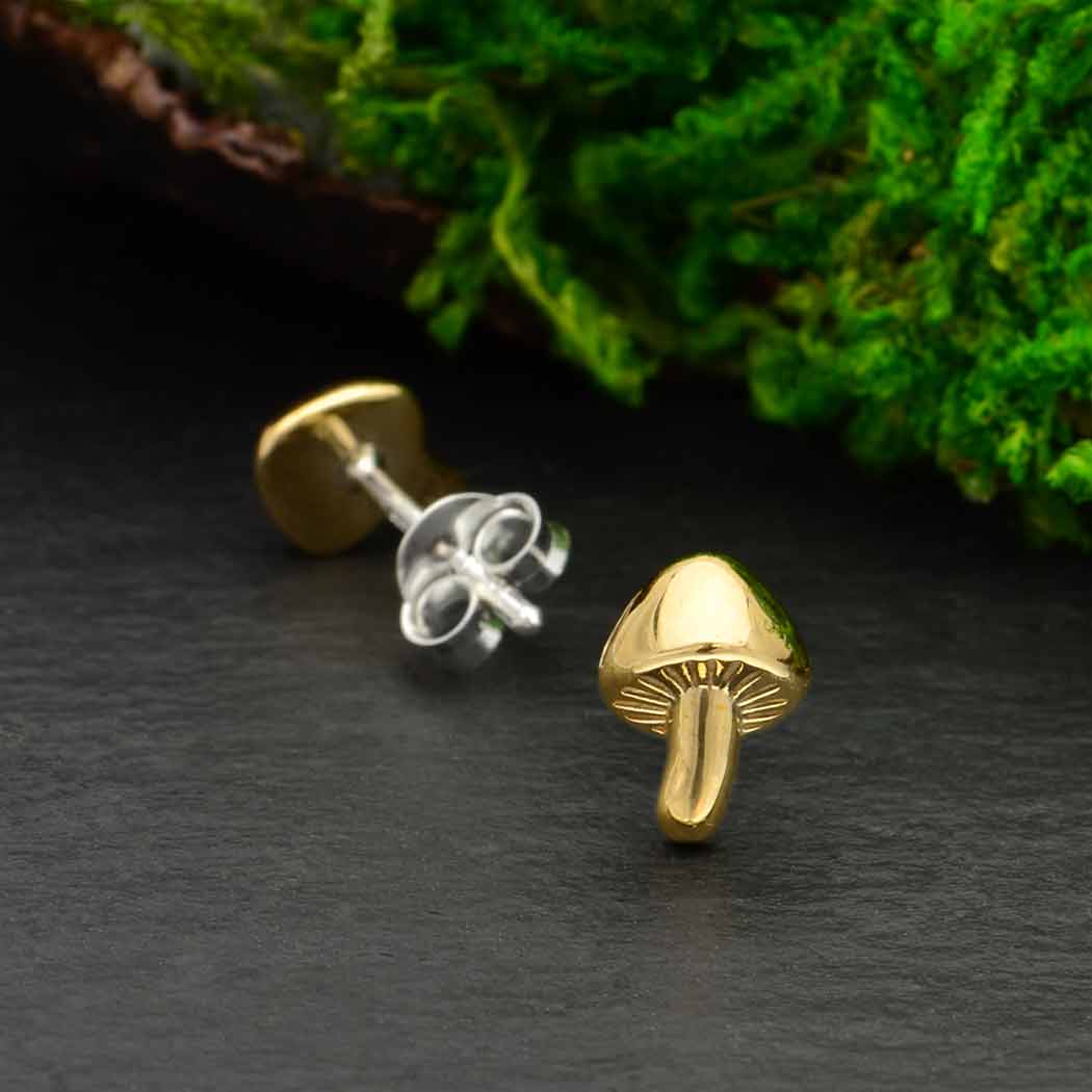 Bronze Mushroom Stud Earring SINGLE 8x6mm