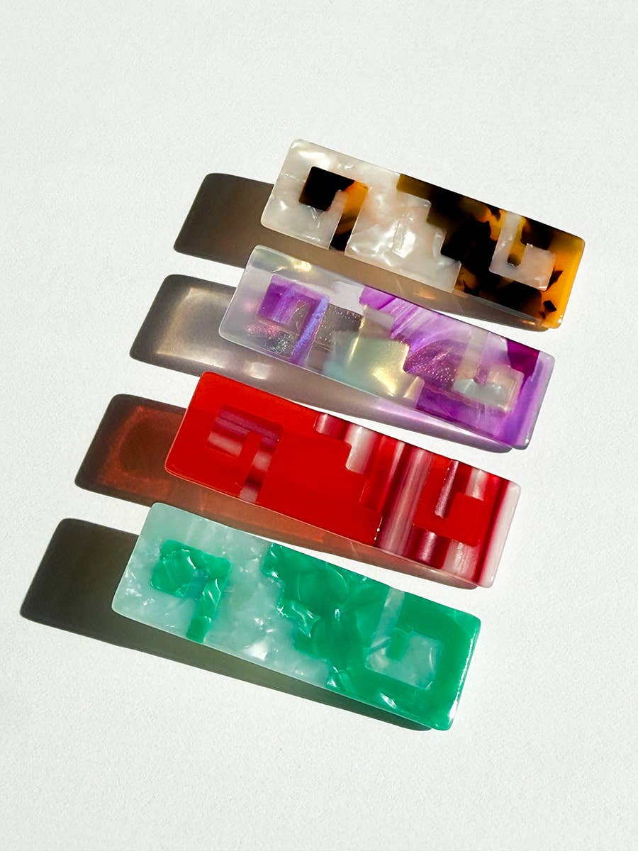 Greca hair-clips: Purple/iridescent