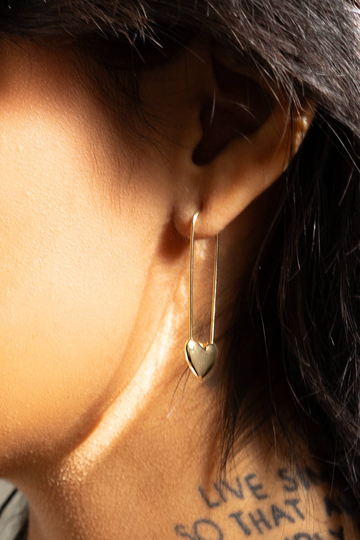 Lita Safety Pin Hoops - 18K Gold Plated- sold SINGLE