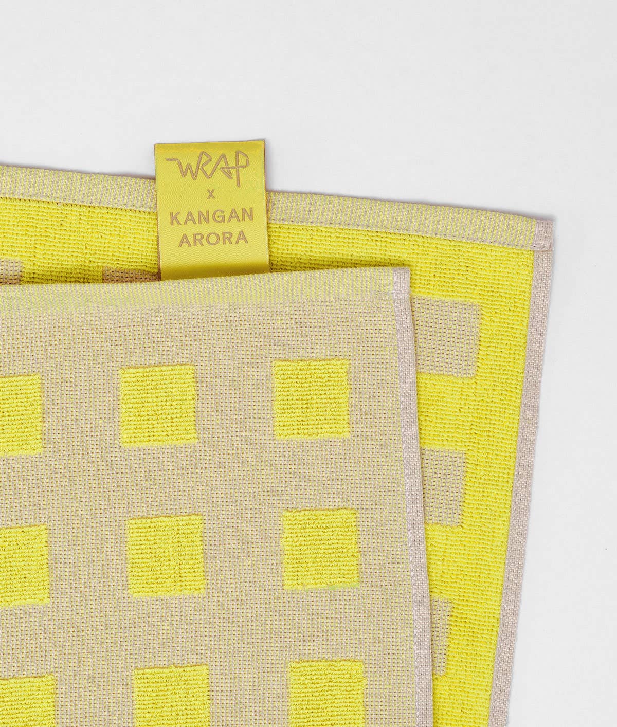 'Squares Oat/Yellow' Cotton Tea Towel