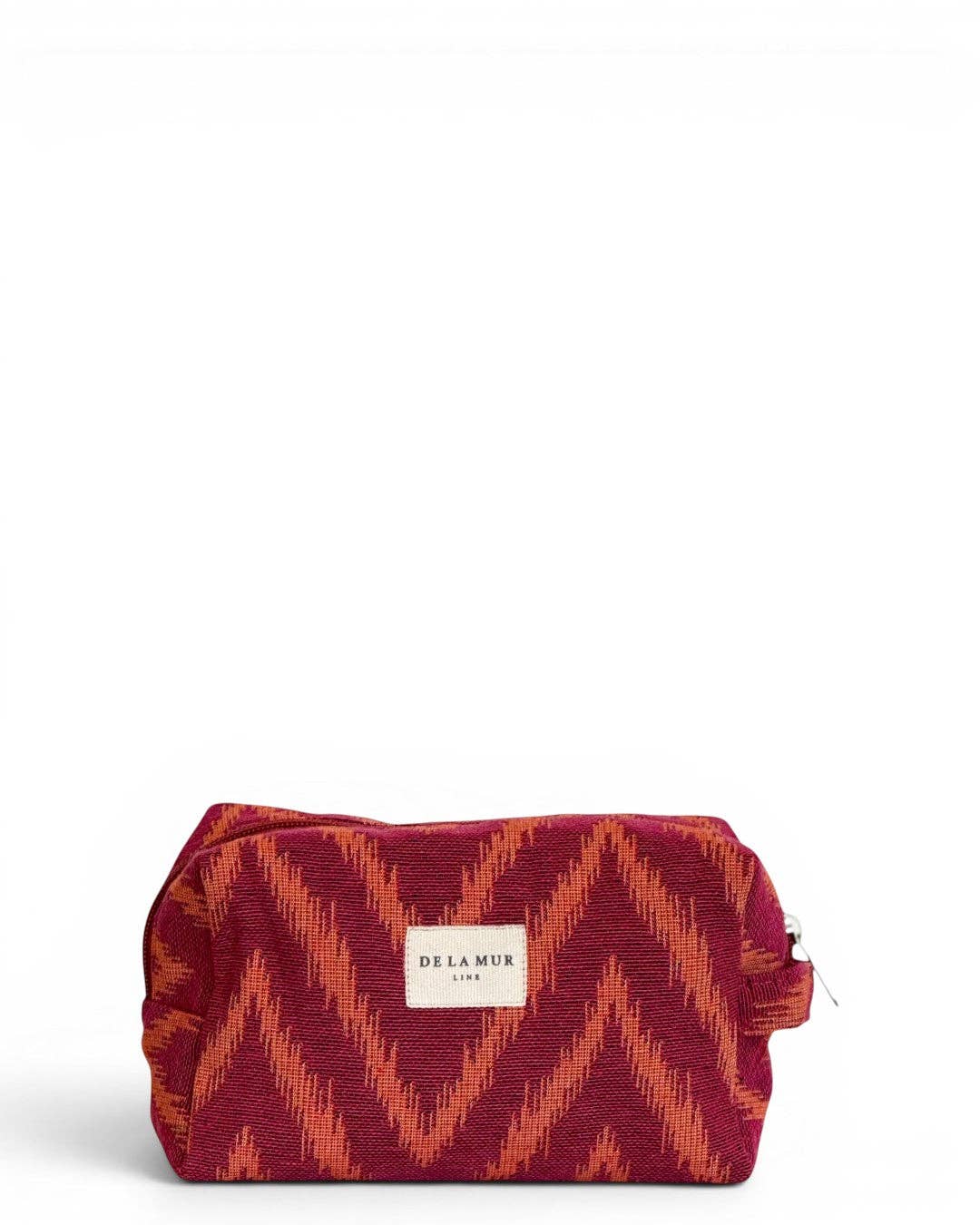 Zigzag Jacquard Squared Makeup Bag – Pink & Orange (Fuego)