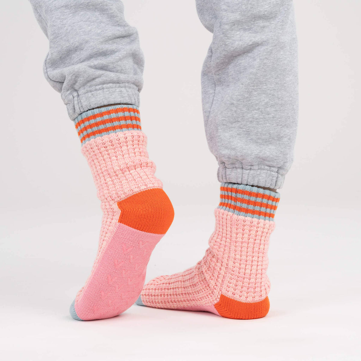 Varsity Knit House Socks: Pink (S/M)