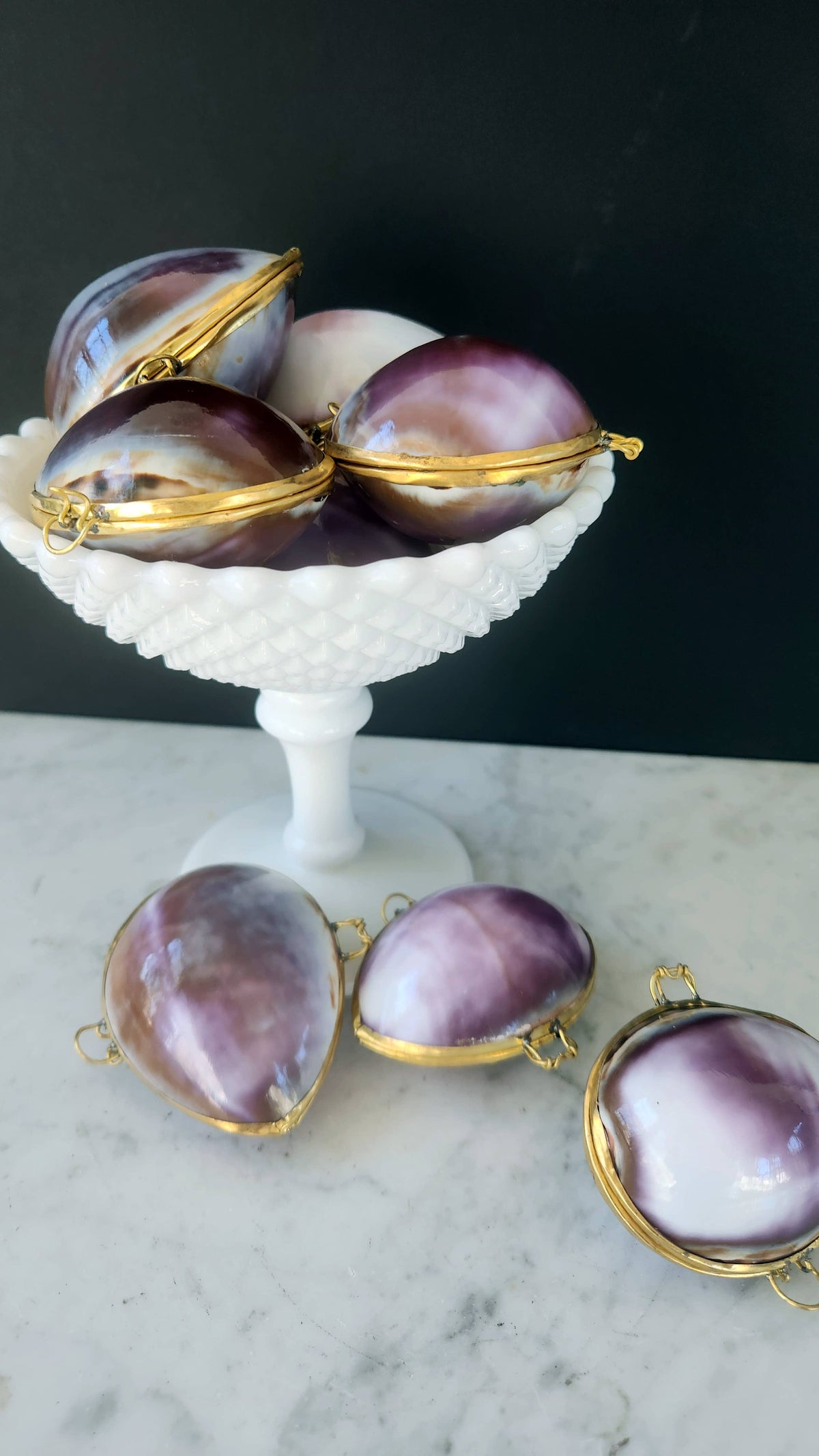Purple Cowrie Trinket Pill Box, Coin Purse