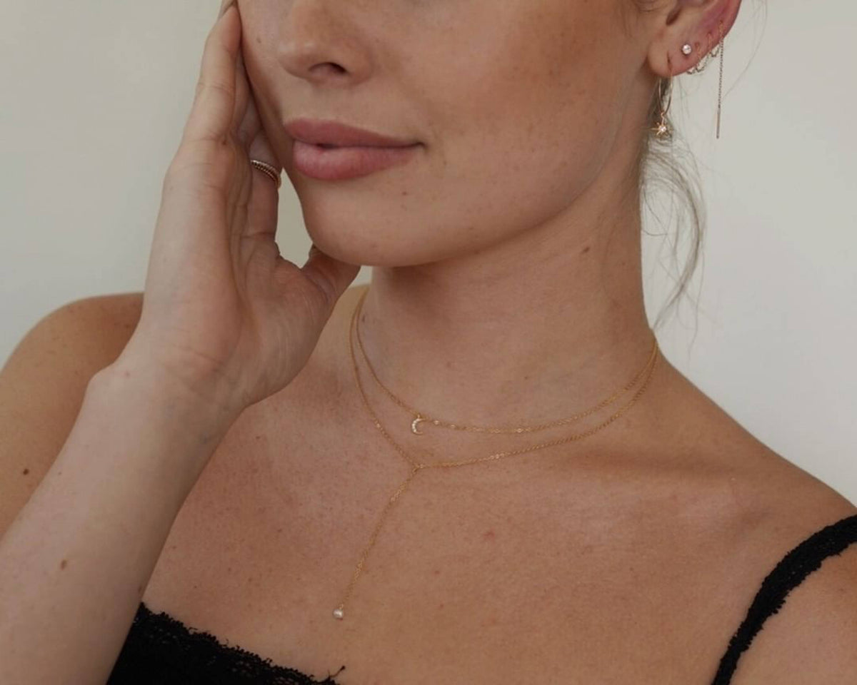 Dainty Pearl Lariat 