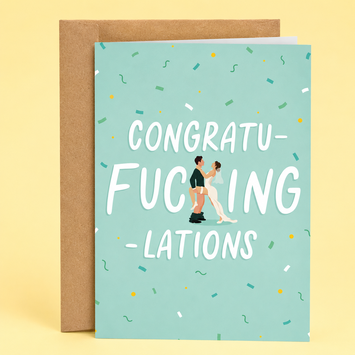 Sarcastic Wedding Card - Congratufuckinglations: 4.25 x 5.5