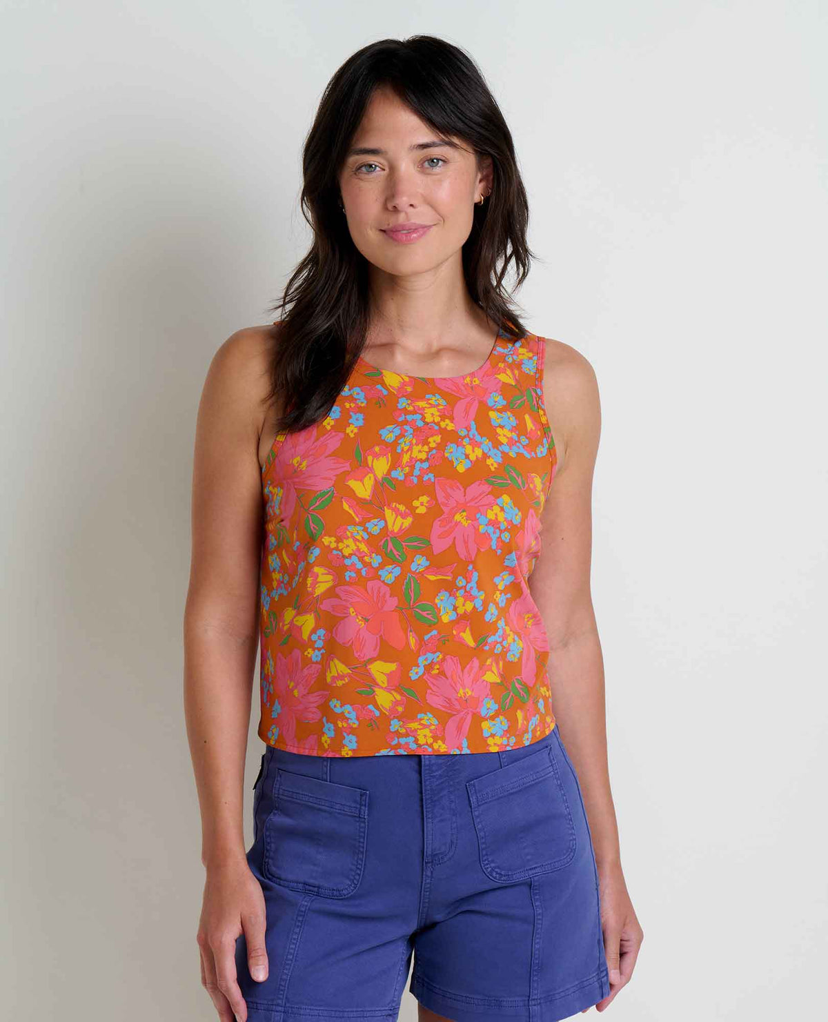 Sunkissed Button Back Tank (Persimmon Tulip Print)