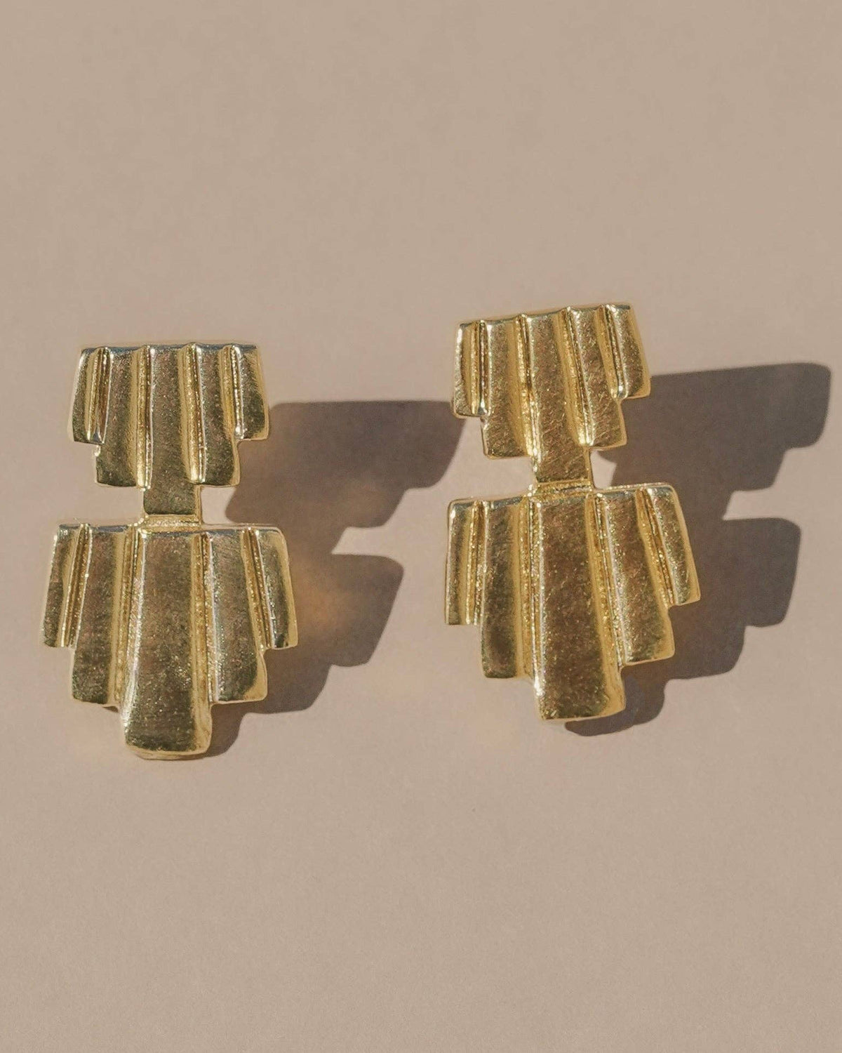 Empire Deco Earrings: Gold