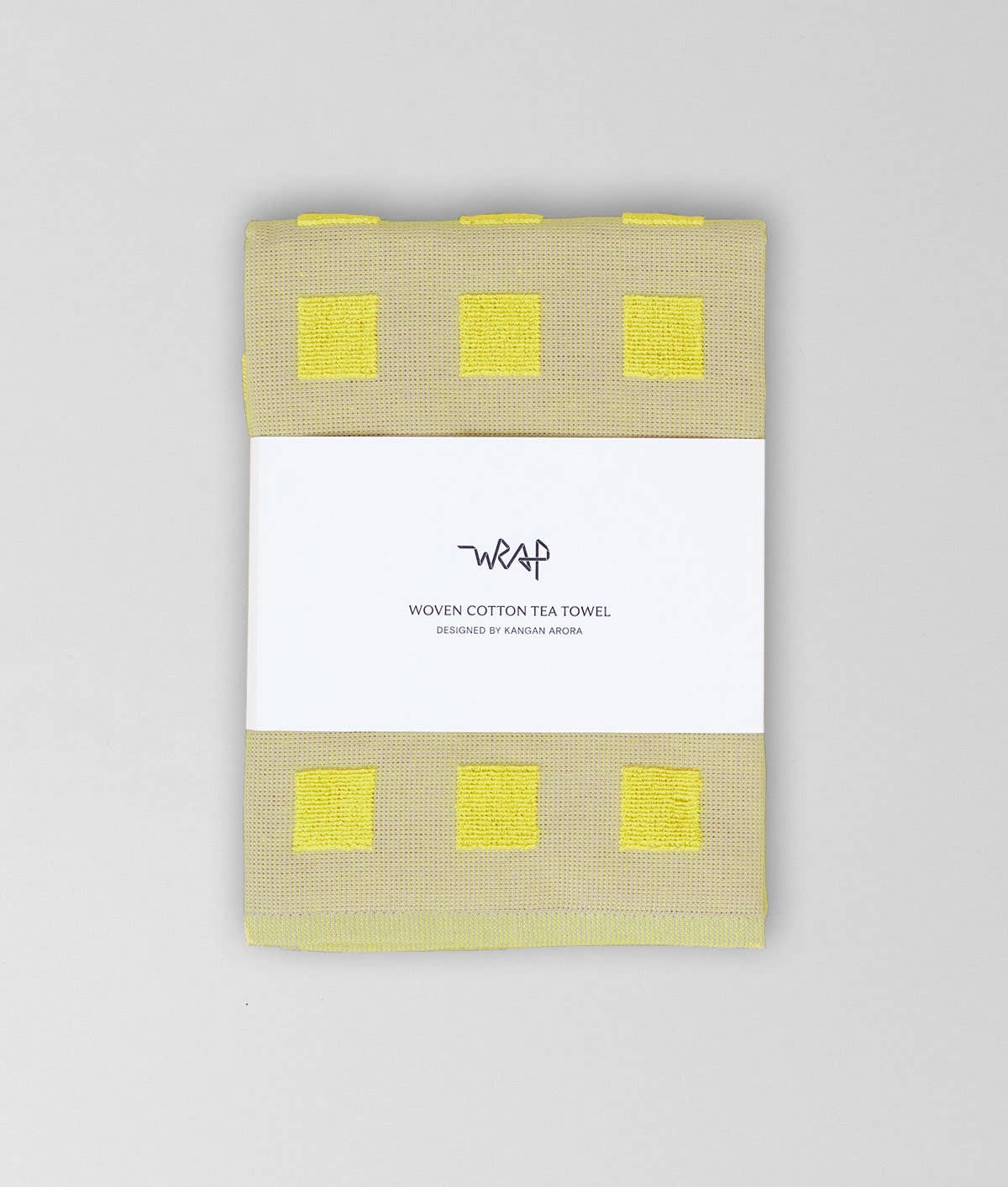 'Squares Oat/Yellow' Cotton Tea Towel