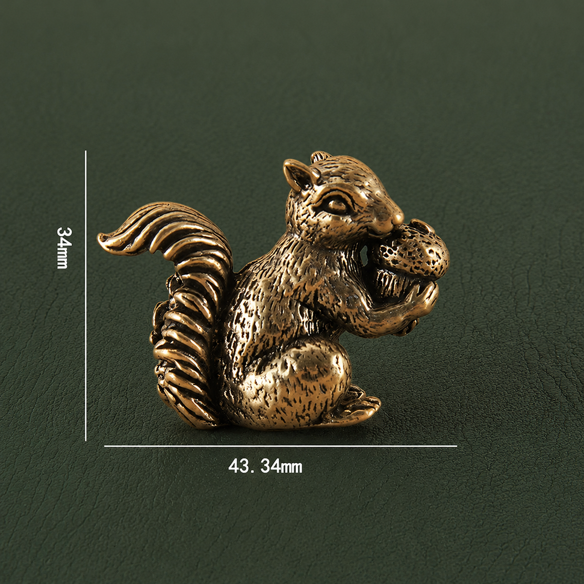 Solid Brass Squirrel with Chestnut Figurine Ornament: A1