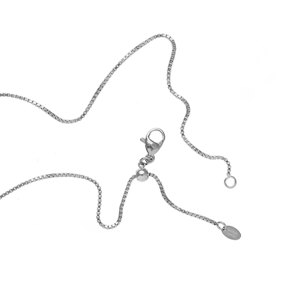 Waterproof Dainty Two-Tone Puffy Heart Necklace: Silver
