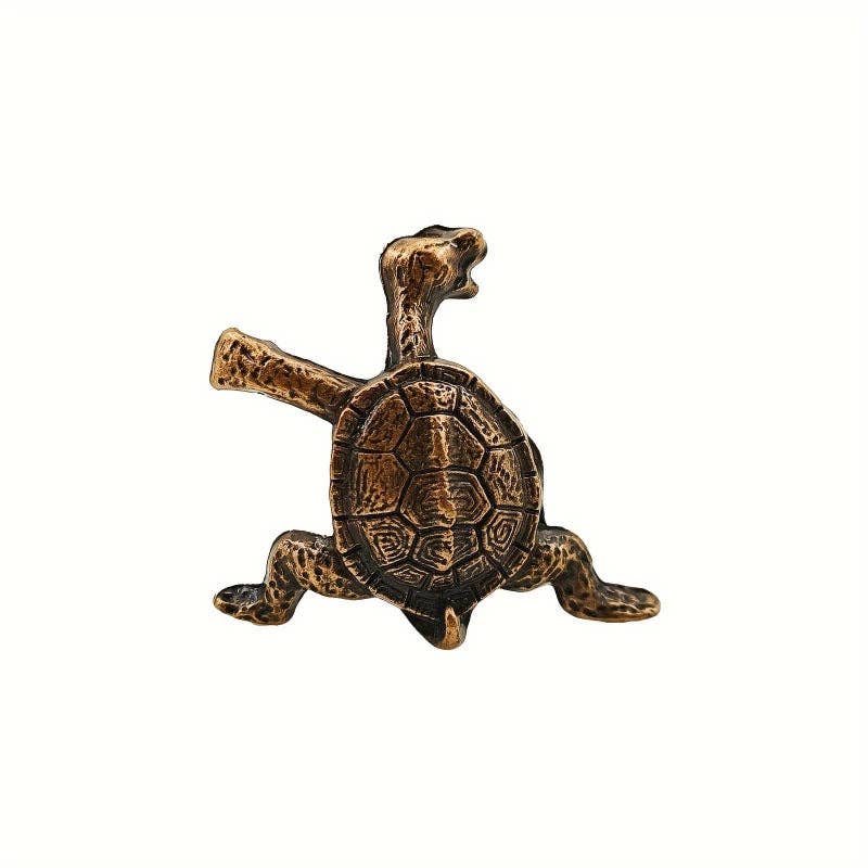 Small Brass Turtle Incense Holder: Red