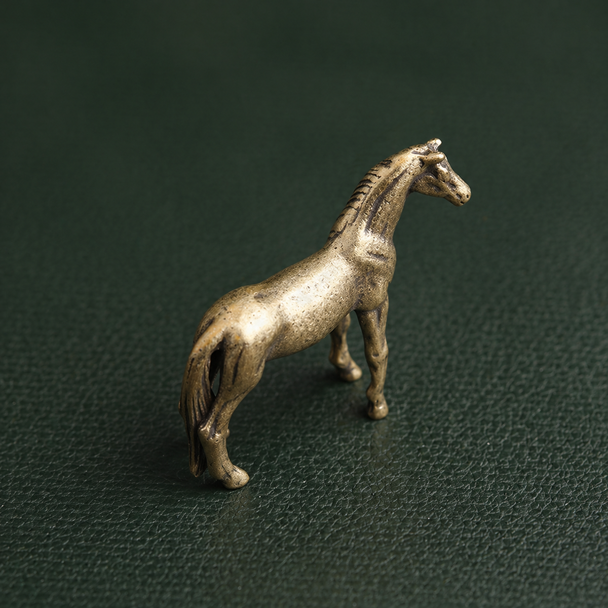 Antique Brass Galloping Horse Figurine Desktop Ornament: A1