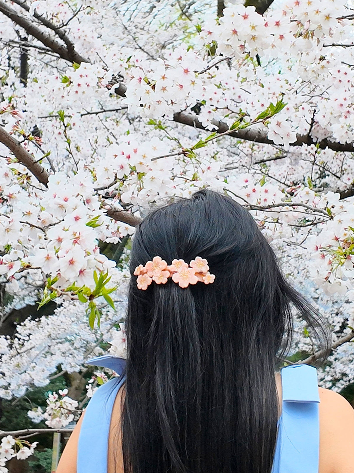 Hand-painted Cherry Blossom French Barrette Hair Clip